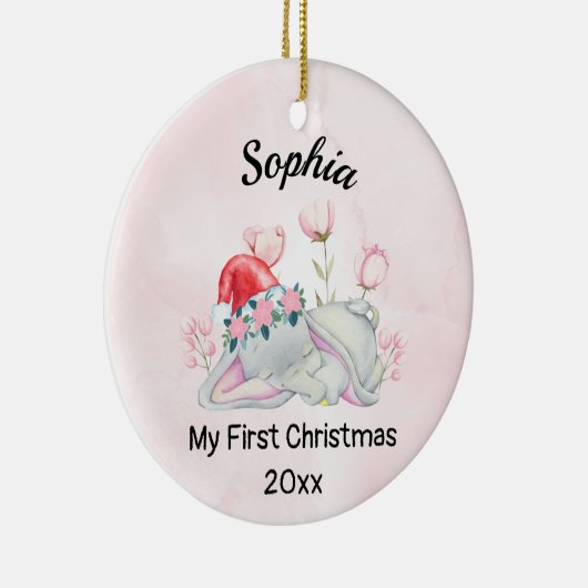 Baby's Meisje Mijn Eerste Kerstmis 2023 Gepersonal Keramisch Ornament (Rechts)