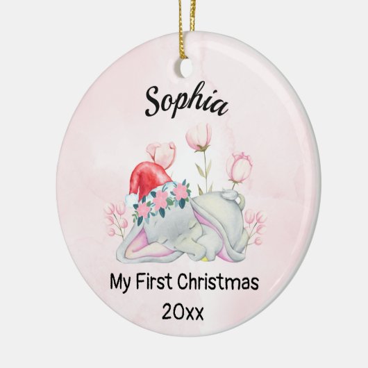 Baby's Meisje Mijn Eerste Kerstmis 2023 Gepersonal Keramisch Ornament (Links)