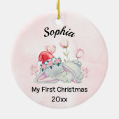 Baby's Meisje Mijn Eerste Kerstmis 2023 Gepersonal Keramisch Ornament (Achterkant)