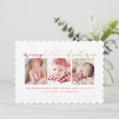 Baby's Merry Little Kerstcute 3 Foto Collage Feestdagenkaart (Staand voorkant)