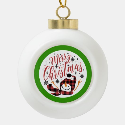 Baby's Merry Sneeuwman Eerste Kerstmis Keramische Bal Ornament (Voorkant)