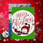 Baby's Merry Sneeuwman Eerste Kerstmis Unieke foto Kaart