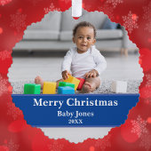 Baby's Merry Sneeuwman Eerste Kerstmis Unieke foto Ornament Kaart