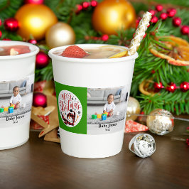 Baby's Merry Sneeuwman Eerste Kerstmis Unieke foto Papieren Bekers