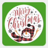 Baby's Merry Sneeuwman Eerste Kerstmis Unieke foto Vierkante Sticker (Voorkant)