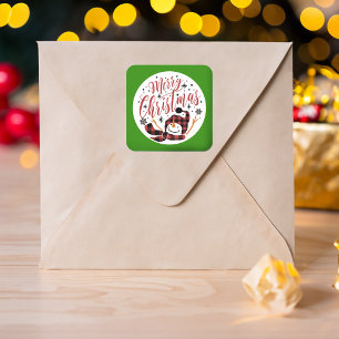 Baby's Merry Sneeuwman Eerste Kerstmis Unieke foto Vierkante Sticker