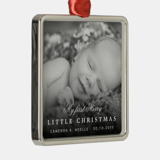 Baby's Mijn Eerste Kerstmis Mooie Foto Metalen Ornament (Rechts)