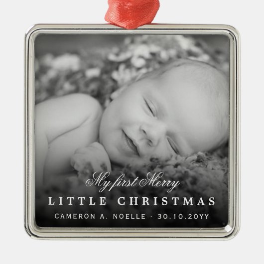 Baby's Mijn Eerste Kerstmis Mooie Foto Metalen Ornament (Voorkant)