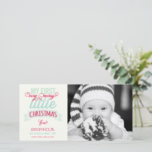 Baby's Mijn zeer prettige kerstfoto Feestdagenkaart (Staand voorkant)