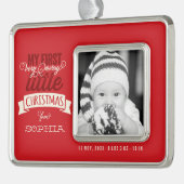 Baby's Mijn zeer prettige kerstfoto Verzilverd Omlijst Ornament (Links)