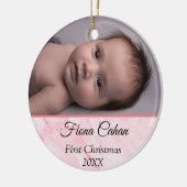 Baby's My First Christmas Gepersonaliseerde 2 foto Keramisch Ornament (Links)
