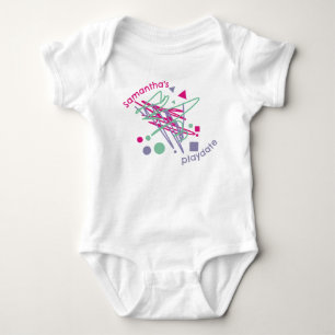 Baby's naam Roze Paars Teal Vormen Speelafspraak K Romper