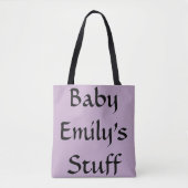 Baby's Naam Stuff Paarse Luiertas Tote Bag (Voorkant)