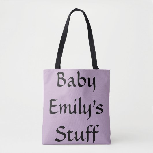 Baby's Naam Stuff Paarse Luiertas Tote Bag (Voorkant)