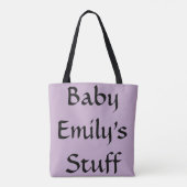 Baby's Naam Stuff Paarse Luiertas Tote Bag (Achterkant)