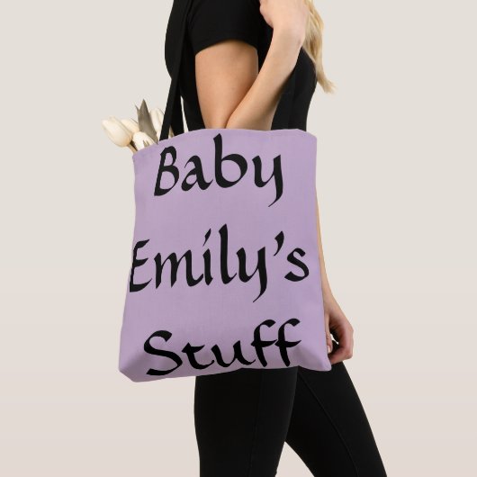Baby's Naam Stuff Paarse Luiertas Tote Bag (Dichtbij)
