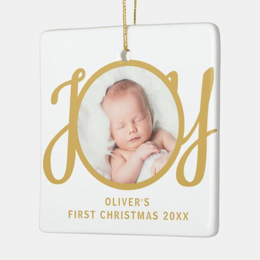 Baby's Name First Christmas Photo Keepsake Keramisch Ornament (Links)