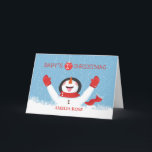 Babys Name First Kerstman Snowman Kaart<br><div class="desc">Dit is een goede kaart voor de kleine op de eerste kerst! Geef de naam,  de jongen of het meisje aan de onderkant van de sneeuwpop in de sneeuw. De sneeuwman raakt de sneeuwvlokken aan en smaakt er een paar!</div>