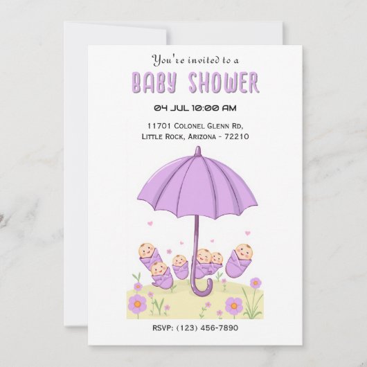 Baby's onder de paraplu - Charmant Baby shower Kaart (Voorkant)