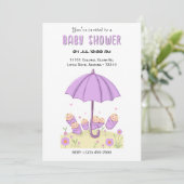 Baby's onder de paraplu - Charmant Baby shower Kaart (Staand voorkant)