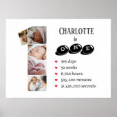 Baby's One Year Photo Collage Nursery Wall Art Poster (Voorkant)