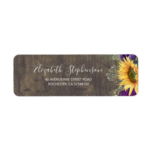 Baby's Paarse Rozen Zonnebloem Breath Etiket (Voorkant)