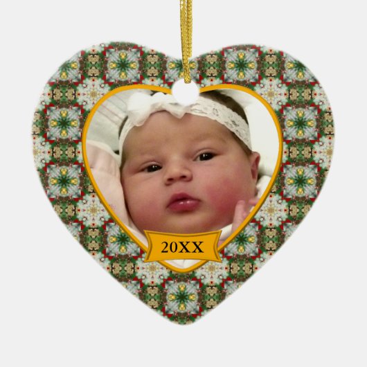 Baby's Photo Chrismas Wreath Pattern Keramisch Ornament (Voorkant)