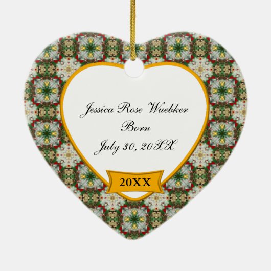 Baby's Photo Chrismas Wreath Pattern Keramisch Ornament (Achterkant)