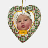 Baby's Photo Chrismas Wreath Pattern Keramisch Ornament (Links)