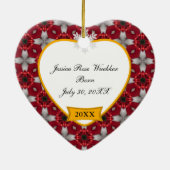 Baby's Photo Keepomwille Red Kerstpatroon Keramisch Ornament (Achterkant)