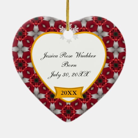 Baby's Photo Keepomwille Red Kerstpatroon Keramisch Ornament (Achterkant)