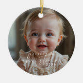 Baby's photo Merry Christmas Modern Keramisch Ornament (Voorkant)