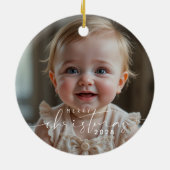 Baby's photo Merry Christmas Modern Keramisch Ornament (Achterkant)