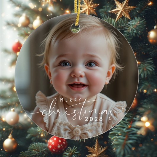 Baby's photo Merry Christmas Modern Keramisch Ornament