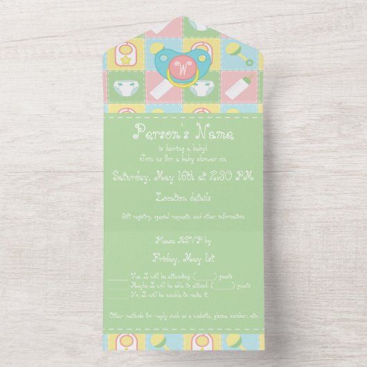 Baby's Quilt All-in-One uitnodiging (Binnen)