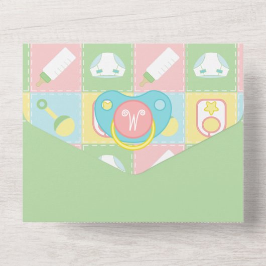 Baby's Quilt All-in-One uitnodiging (Achterkant)