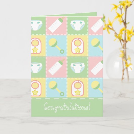 Baby's Quilt Wenskaart Kaart (Gele Bloem)