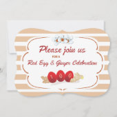 Baby's Red Egg en Ginger Invitation with Stripes Kaart (Voorkant)
