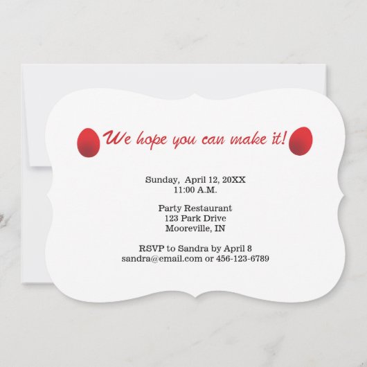 Baby's Red Egg en Ginger Invitation with Stripes Kaart (Achterkant)