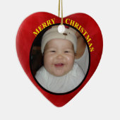 Baby's Red Heart kerstfoto-versiering Keramisch Ornament (Rechts)