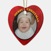 Baby's Red Heart kerstfoto-versiering Keramisch Ornament (Links)