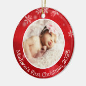 Baby's Red Snowflake op persoonlijke kerstmis Keramisch Ornament (Links)