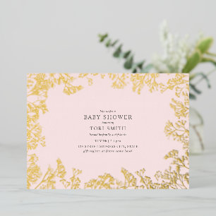 Baby's Roodroze Baby shower Folie Uitnodiging