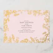 Baby's Roodroze Baby shower Folie Uitnodiging (Voorkant)