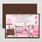 Baby's Room Baby shower Invitation Girl Kaart (Voorkant / Achterkant)