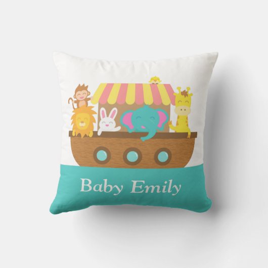 Baby's Room, Nursery, Cute Animals, Noah's Ark Kussen (Achterkant)