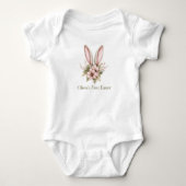 Baby's roze en lichtgroene eerste Pasen one piece Romper (Voorkant)