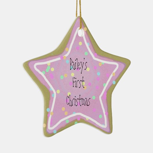 Baby's Roze Star Cookie met Sprinkles 1st - Keramisch Ornament (Rechts)