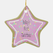 Baby's Roze Star Cookie met Sprinkles 1st - Keramisch Ornament (Voorkant)