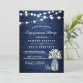 Baby's Rustic Blue Engagement Party Kaart (Staand voorkant)